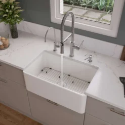 ALFI brand 30" Fireclay Farmhouse Sink, White, ABF3018-W