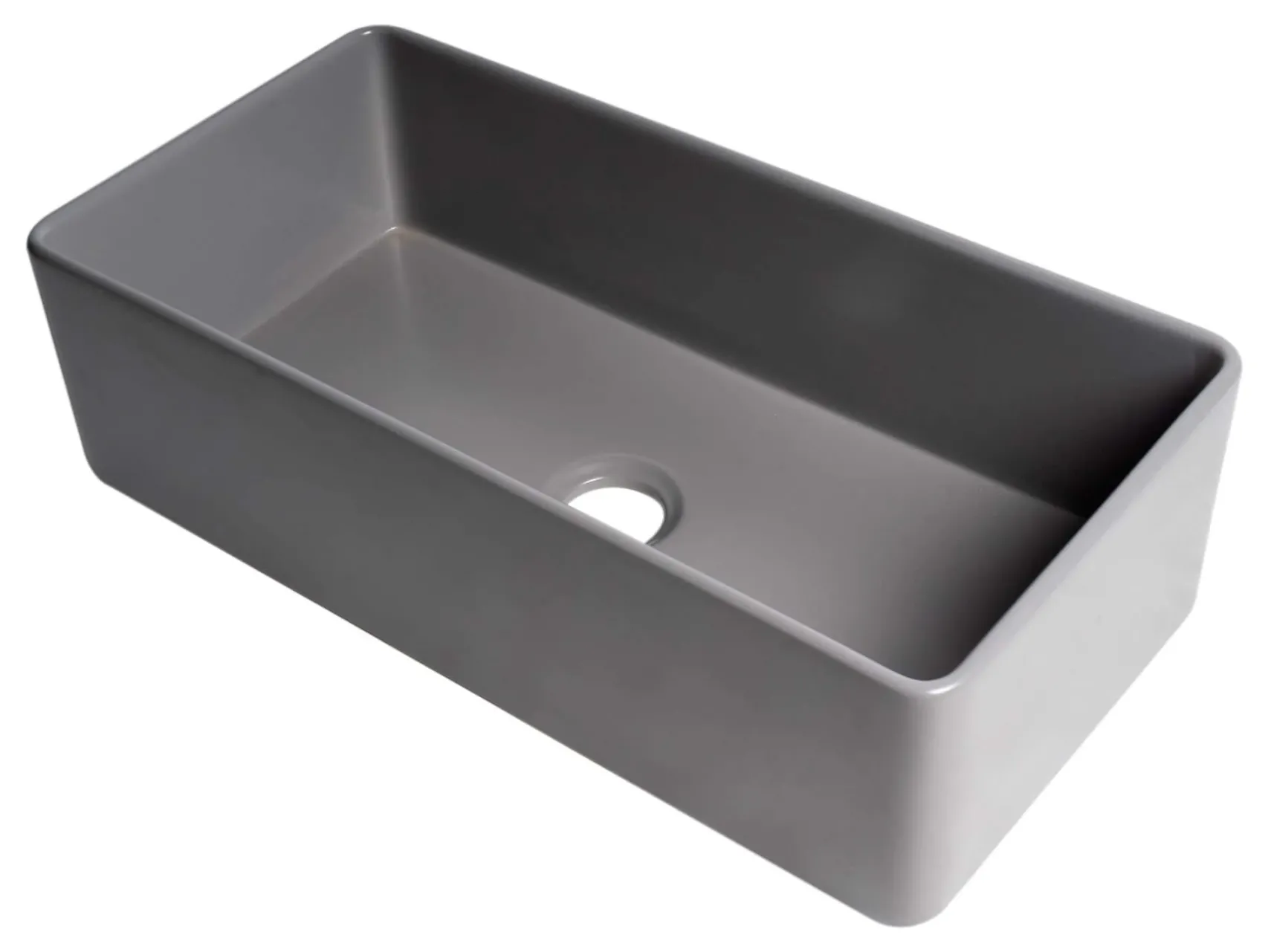 ALFI brand 36" Fireclay Farmhouse Sink, Gray Matte, No Faucet Hole, ABF3618-GM