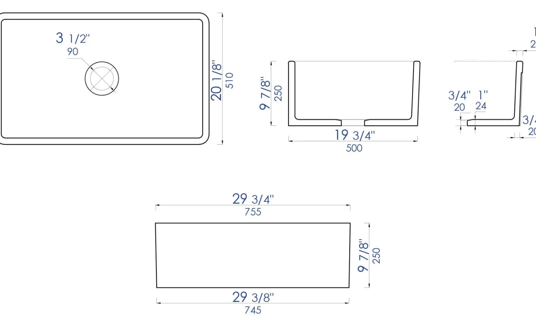ALFI brand 30" Fireclay Farmhouse Sink, Concrete, ABCO3020SB