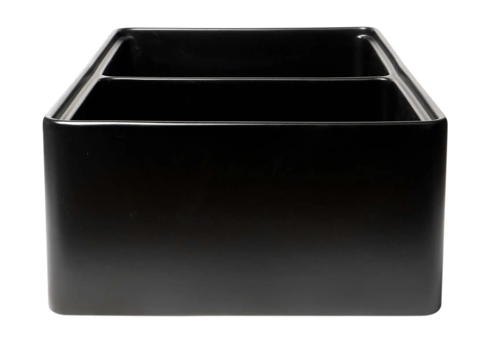 ALFI brand 33" Fireclay Workstation Farmhouse Step Rim Sink with Accessories, 50/50 Double Bowl, Black Matte, No Faucet Hole, ABFS3320D-BM