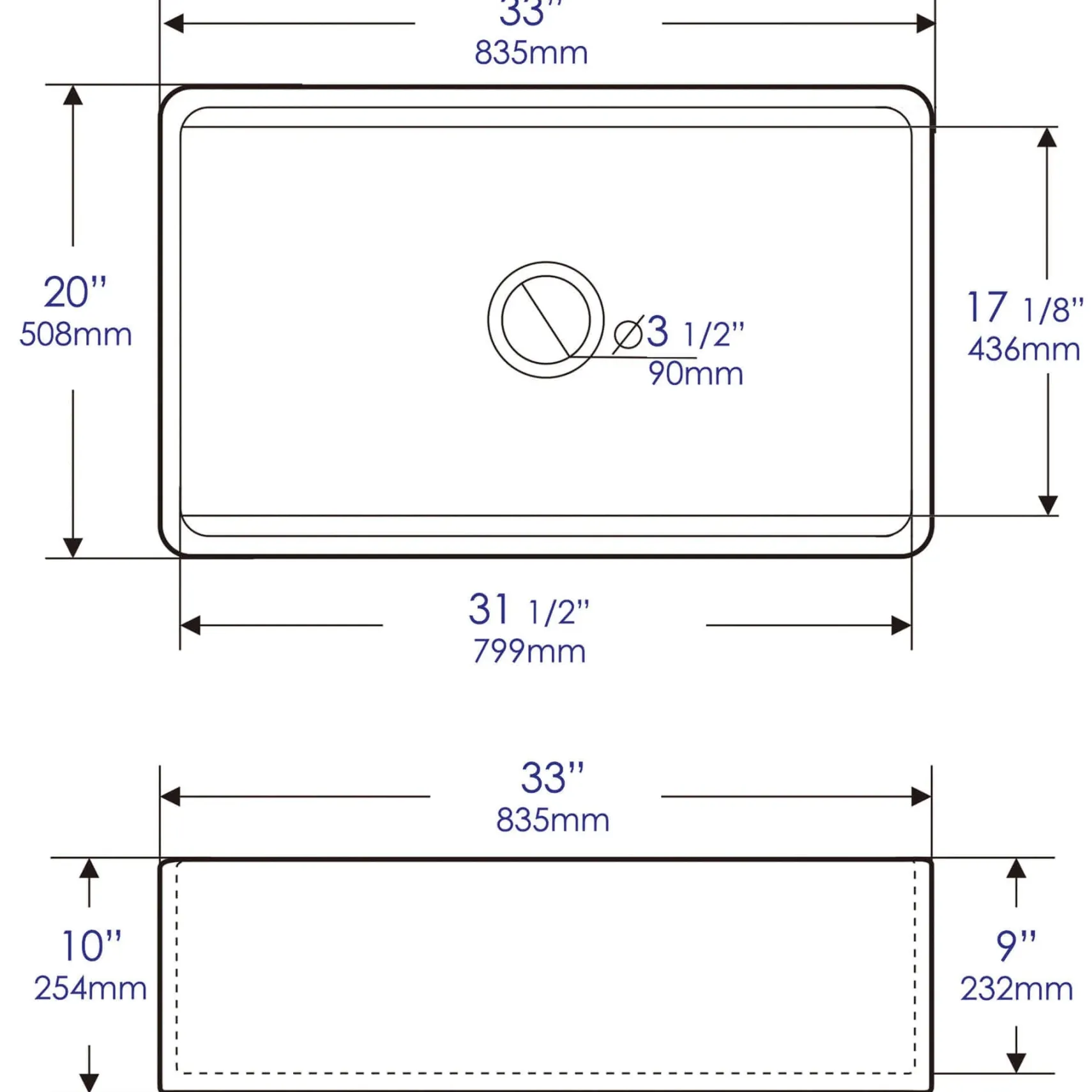 ALFI brand 33" Fireclay Workstation Farmhouse Step Rim Sink with Accessories, Gray Matte, No Faucet Hole, ABFS3320S-GM