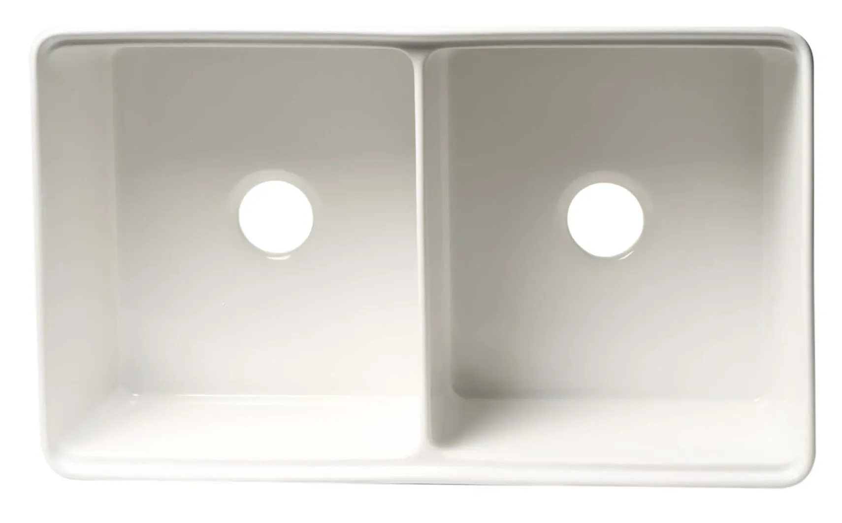 ALFI brand 33" Fireclay Workstation Farmhouse Sink with Accessories, 50/50 Double Bowl, White, No Faucet Hole, ABFS3320D-W