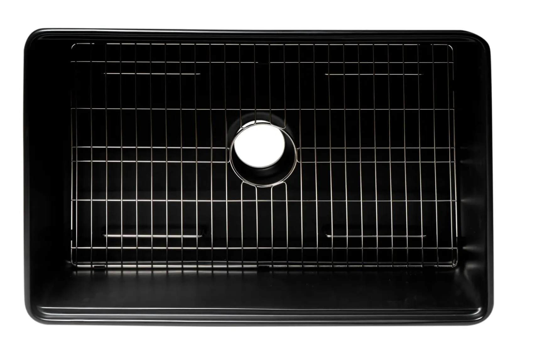 ALFI brand 30" Fireclay Workstation Farmhouse Step Rim Sink with Accessories, Black Matte, No Faucet Hole, ABFS3020-BM