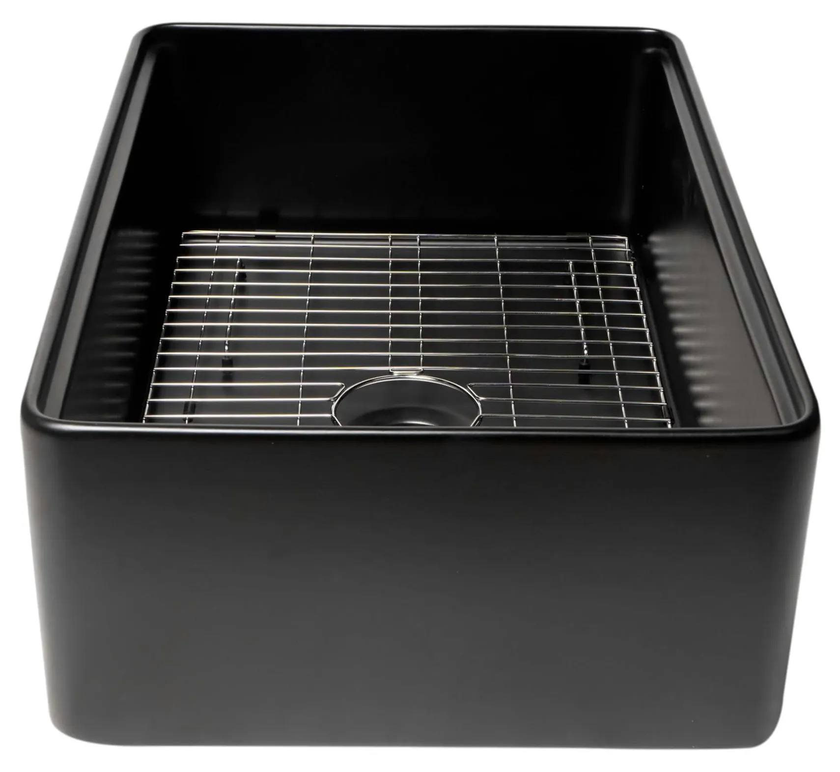 ALFI brand 30" Fireclay Workstation Farmhouse Step Rim Sink with Accessories, Black Matte, No Faucet Hole, ABFS3020-BM