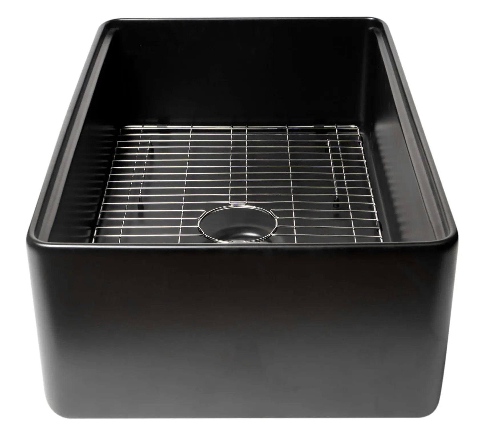 ALFI brand 33" Fireclay Workstation Farmhouse Step Rim Sink with Accessories, Black Matte, No Faucet Hole, ABFS3320S-BM