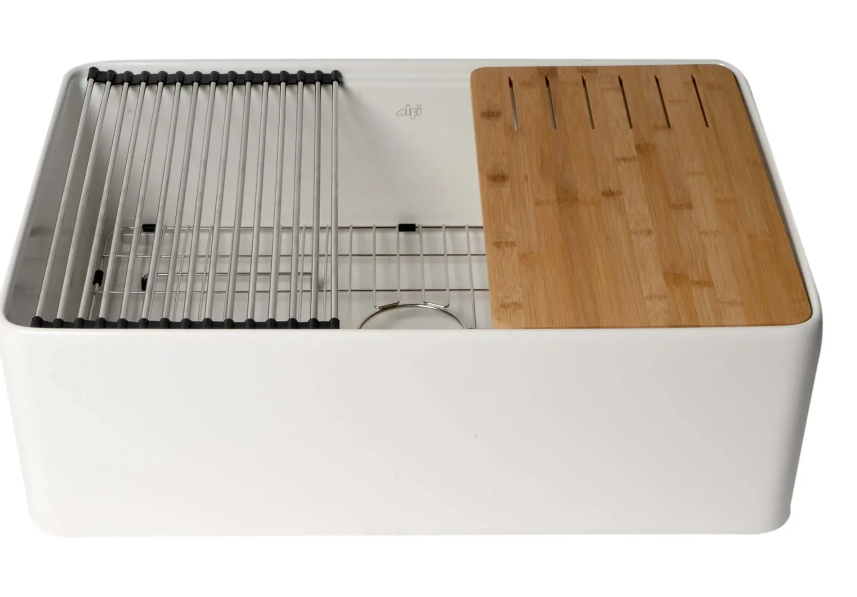 ALFI brand 30" Fireclay Workstation Farmhouse Sink with Accessories, White, ABFS3020-W