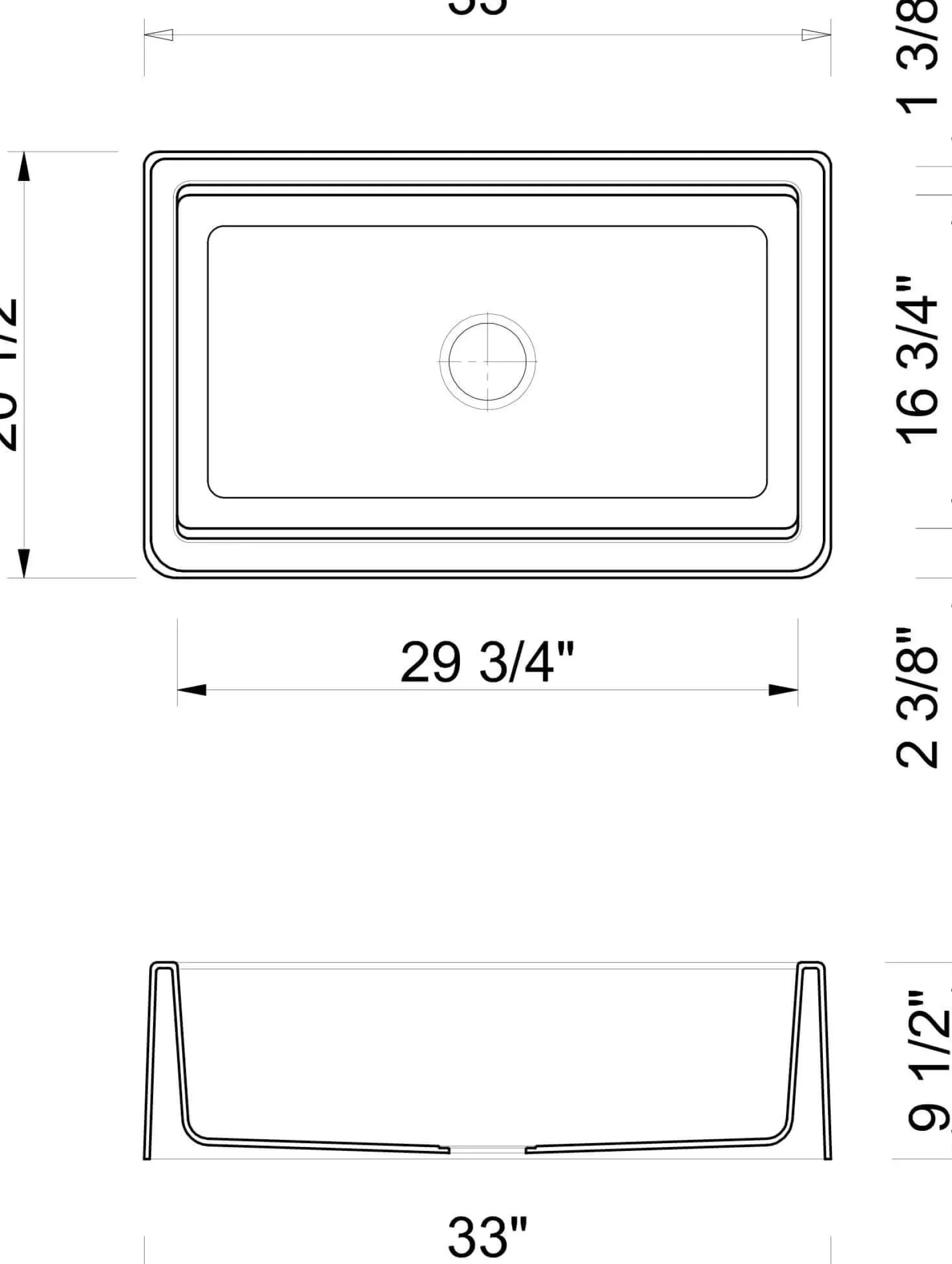 ALFI brand 33" Granite Composite Workstation Farmhouse Sink with Accessories, Titanium, No Faucet Hole, AB33FARM-T