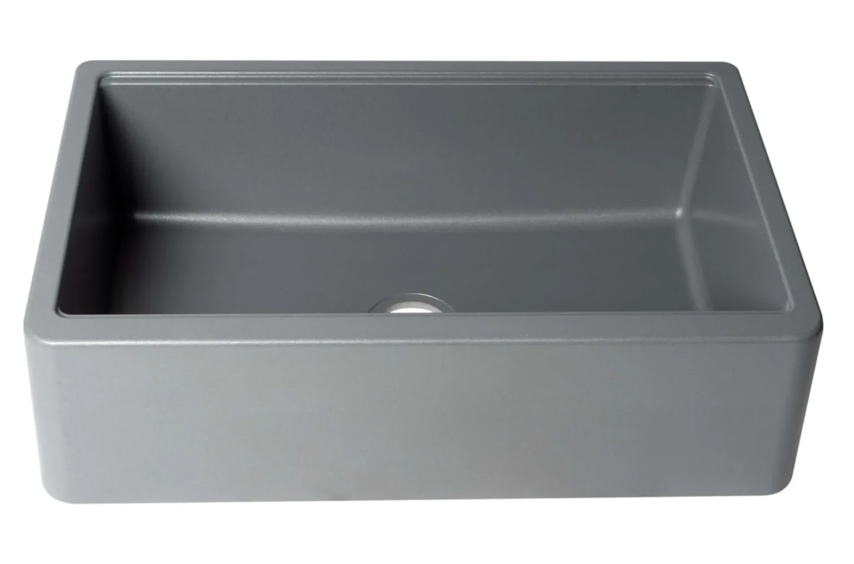 ALFI brand 33" Granite Composite Workstation Farmhouse Sink with Accessories, Titanium, No Faucet Hole, AB33FARM-T