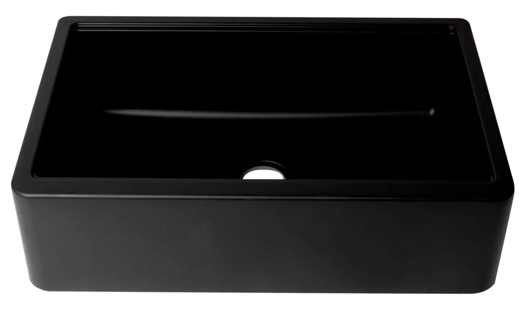 ALFI brand 33" Granite Composite Workstation Farmhouse Sink with Accessories, Black, No Faucet Hole, AB33FARM-BLA
