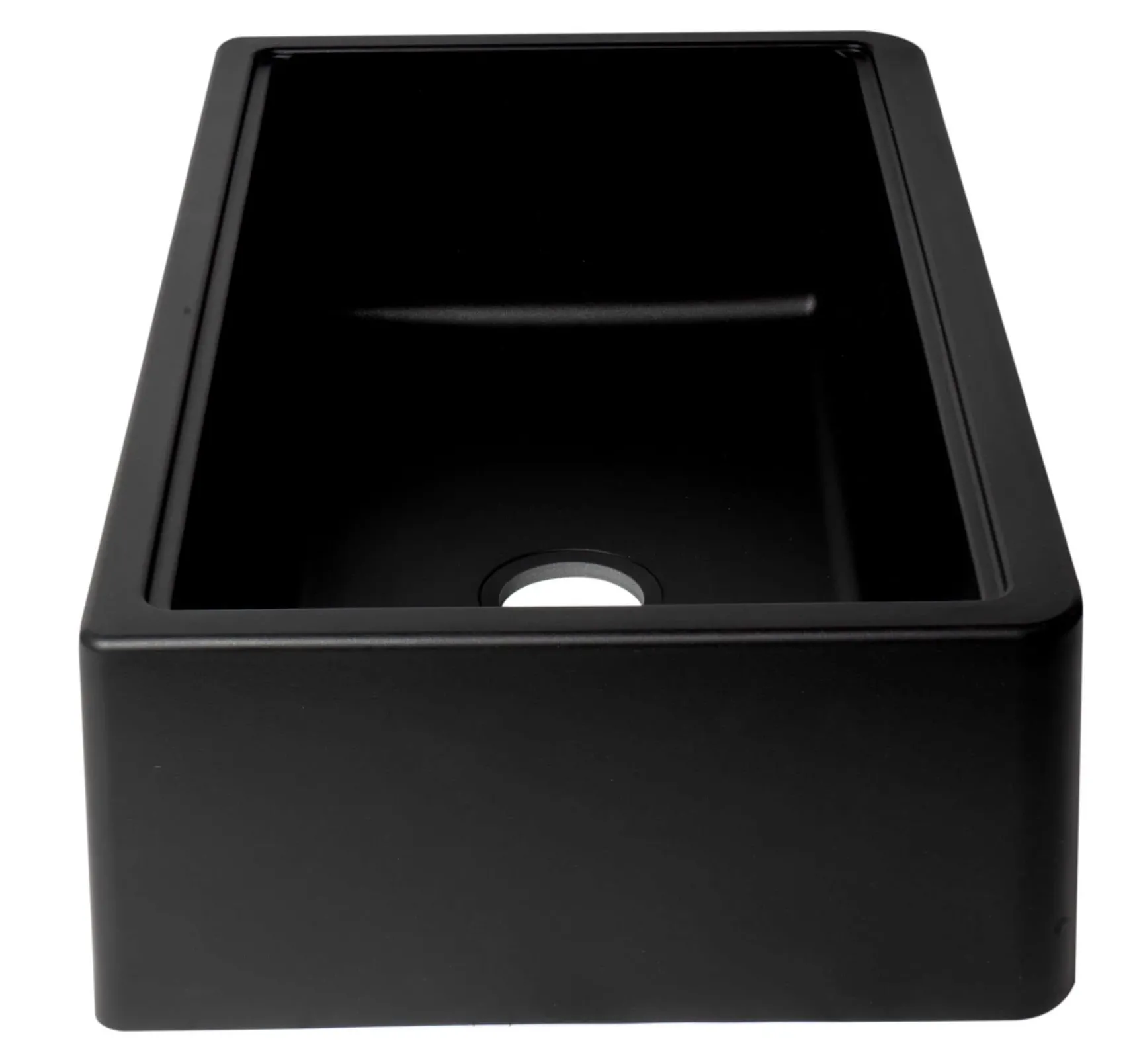 ALFI brand 33" Granite Composite Workstation Farmhouse Sink with Accessories, Black, No Faucet Hole, AB33FARM-BLA