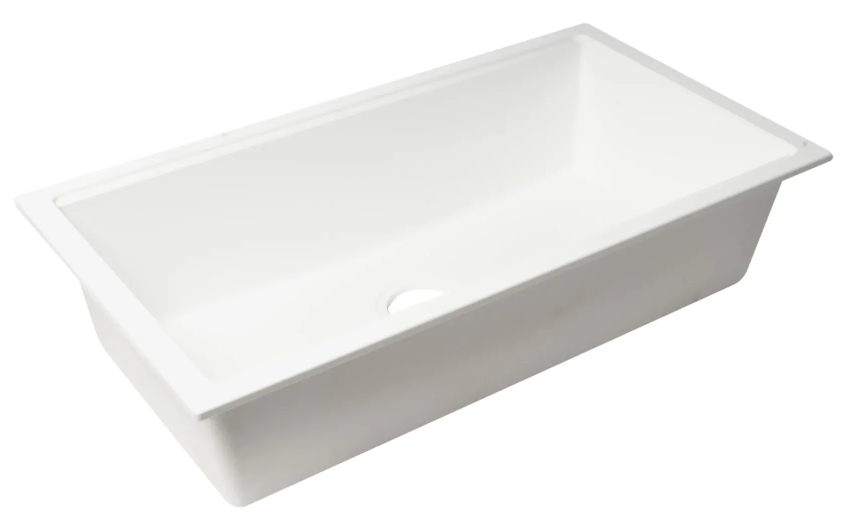 ALFI brand 34" Under Mount Granite Composite Workstation Kitchen Sink with Accessories, White, No Faucet Hole, AB3418SBUM-W