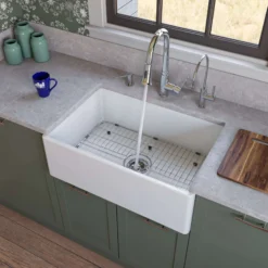 ALFI 30" Contemporary Smooth Fireclay Farmhouse Apron Sink, White, AB510-W