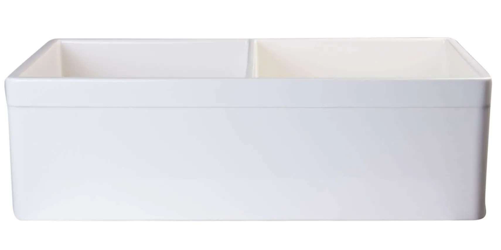 ALFI 32" Double Bowl Fireclay Farmhouse Apron Sink, Biscuit, AB539-B