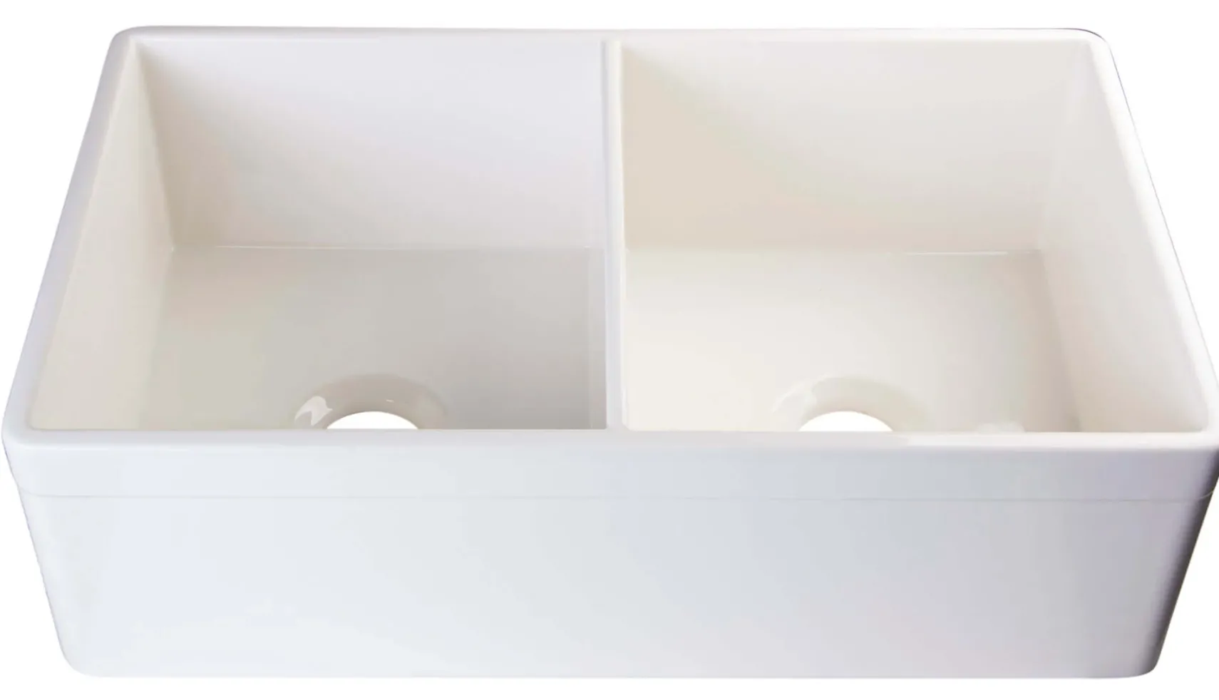 ALFI 32" Double Bowl Fireclay Farmhouse Apron Sink, Biscuit, AB539-B