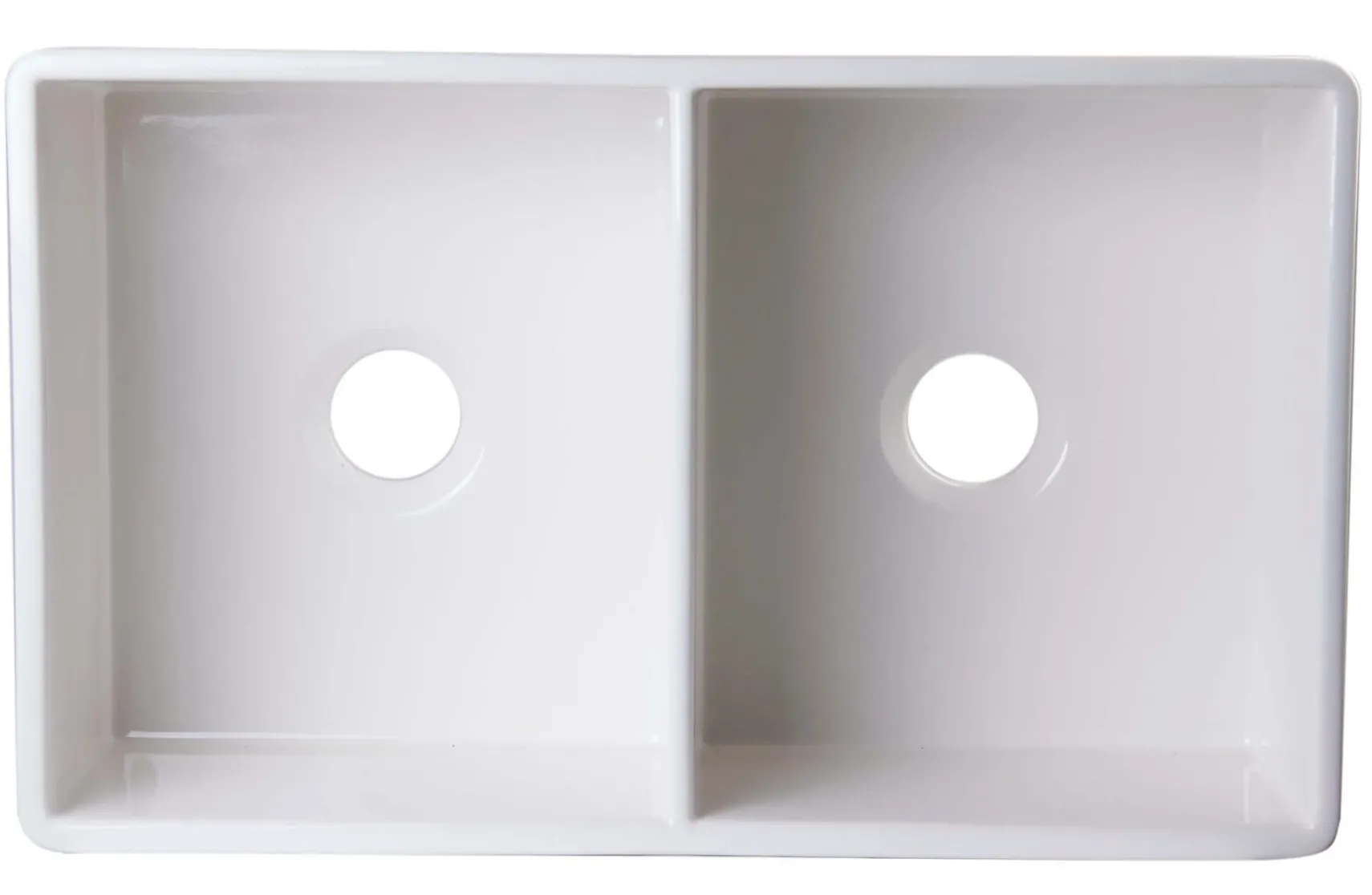 ALFI 32" Double Bowl Fireclay Farmhouse Apron Sink, Biscuit, AB539-B