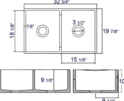 ALFI 32" Double Bowl Fireclay Farmhouse Apron Sink, White, AB538-W