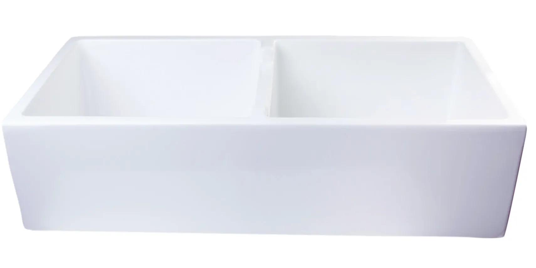 ALFI 39" Fireclay Double Bowl Bowl Farmhouse Apron Sink, White, AB3918DB-W
