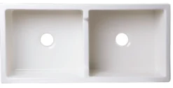 ALFI 39" Fireclay Double Bowl Bowl Farmhouse Apron Sink, Biscuit, AB3918DB-B