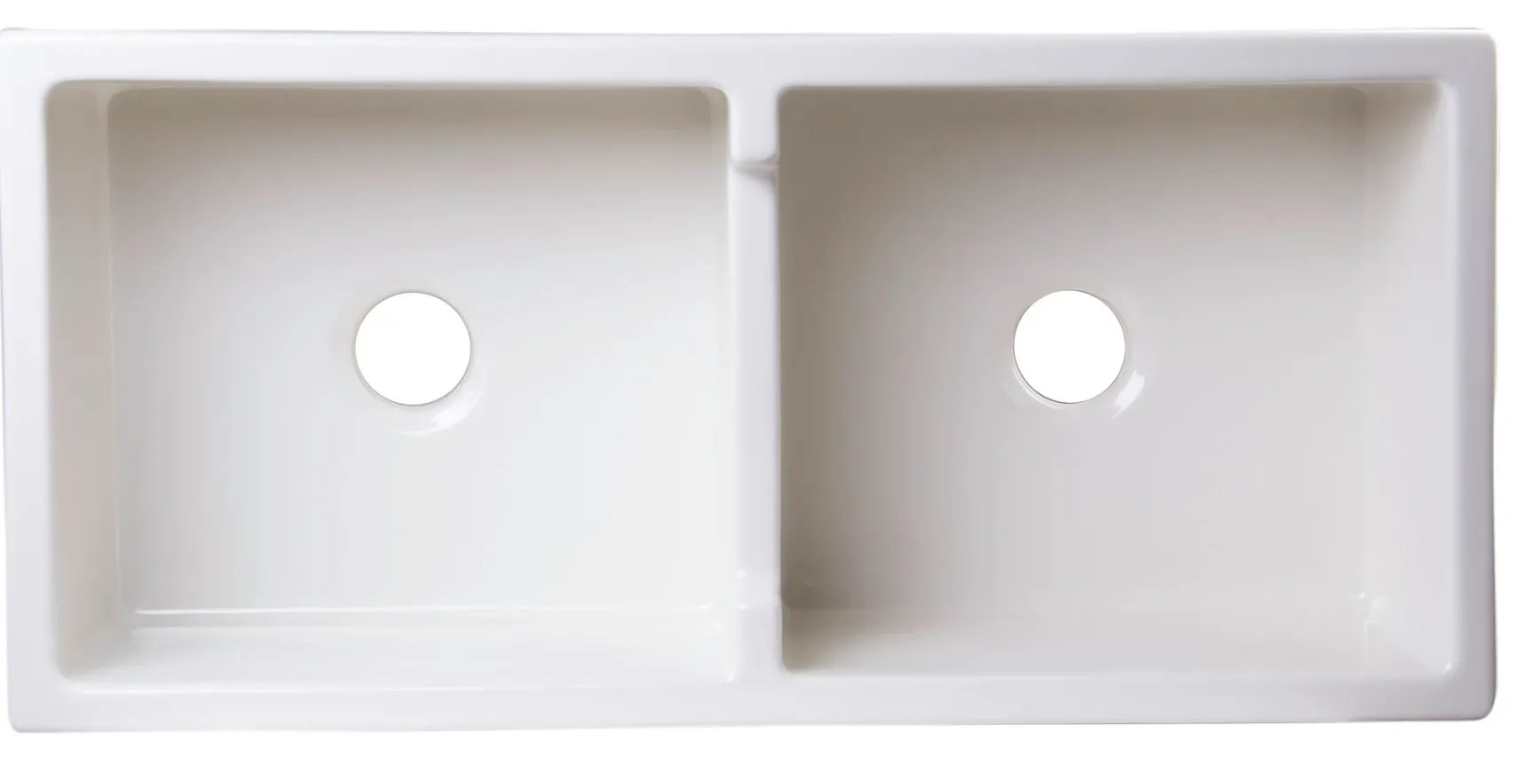 ALFI 39" Fireclay Double Bowl Bowl Farmhouse Apron Sink, Biscuit, AB3918DB-B