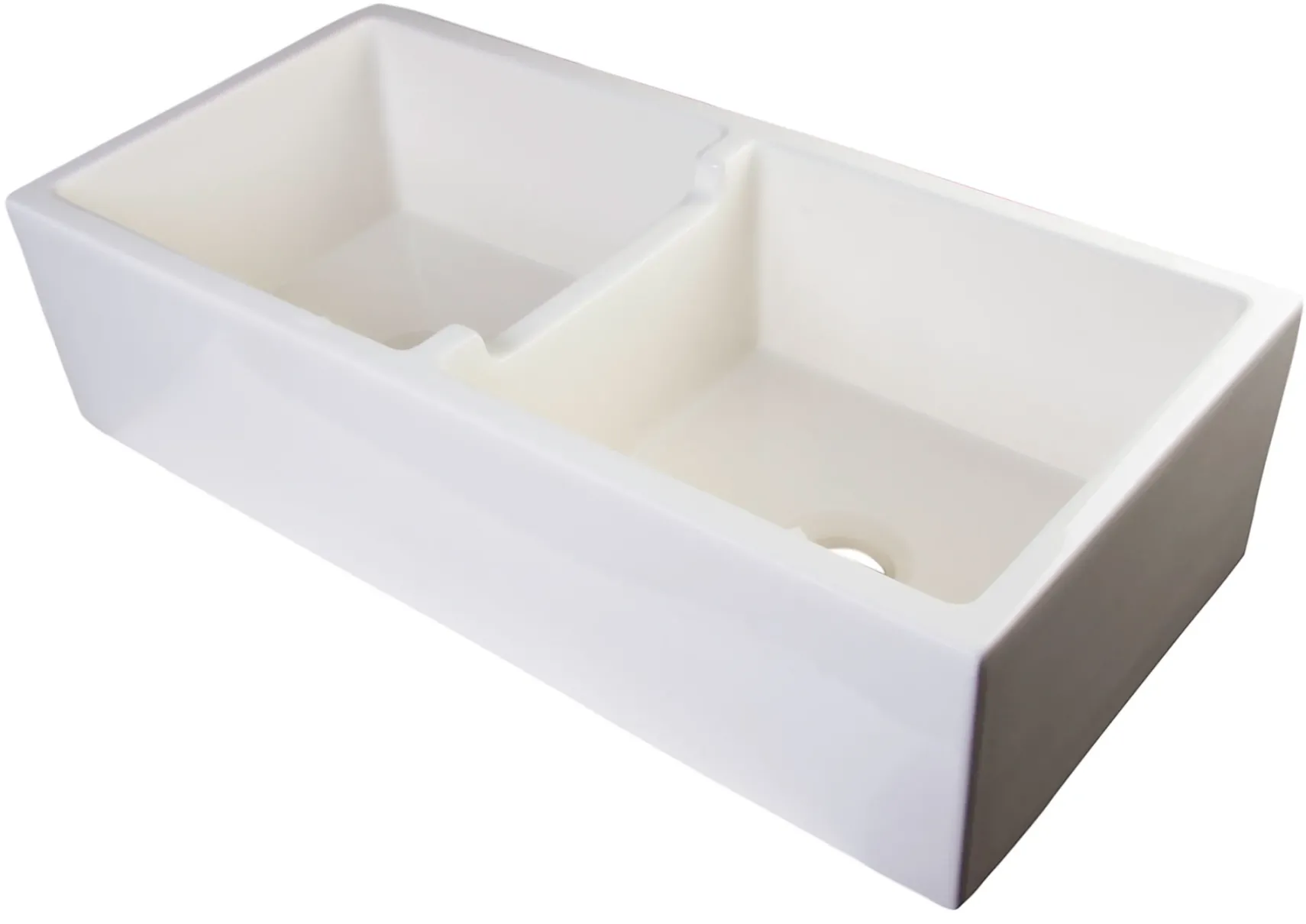 ALFI 39" Fireclay Double Bowl Bowl Farmhouse Apron Sink, Biscuit, AB3918DB-B