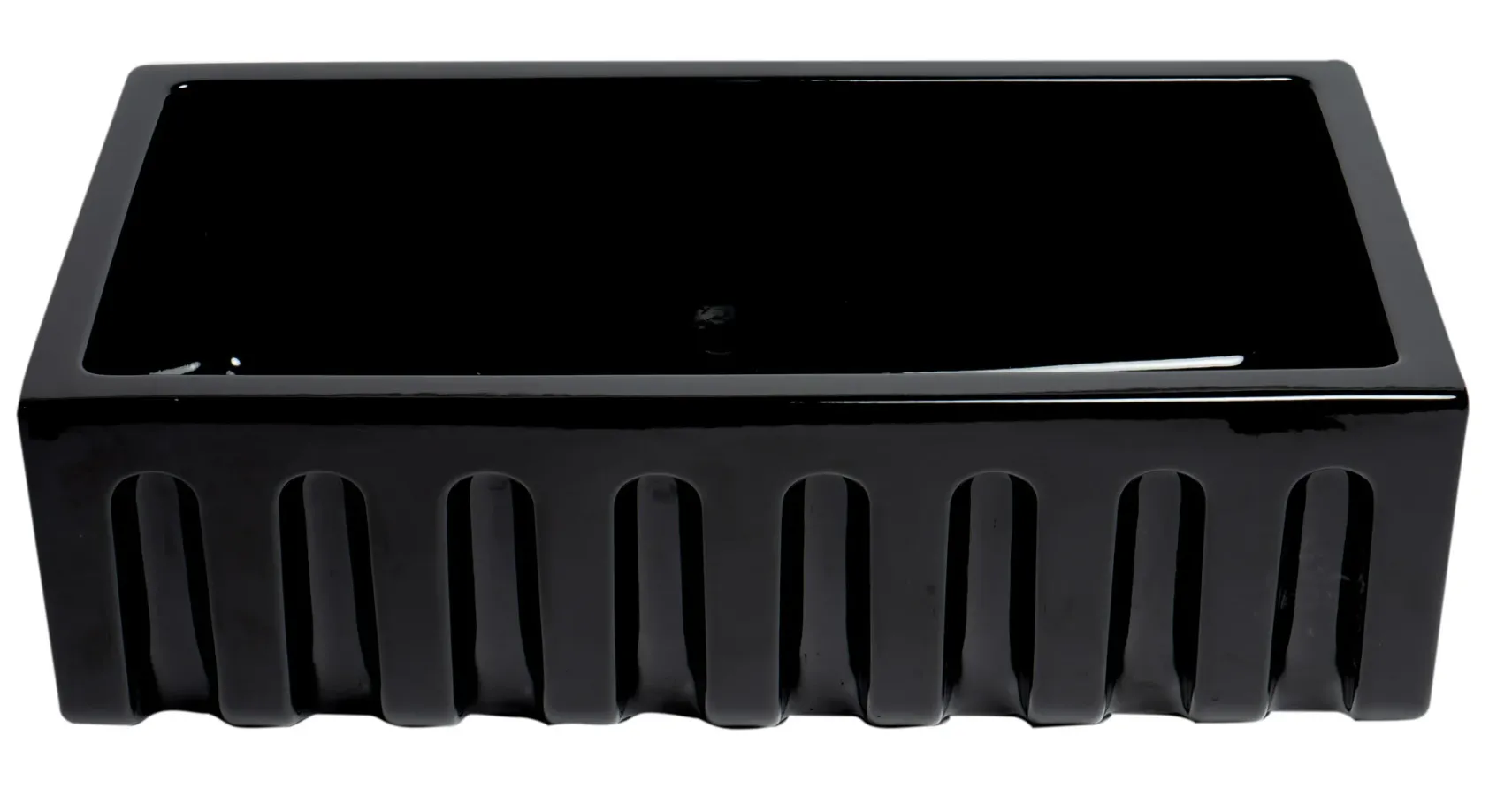 ALFI 33" Fireclay Farmhouse Kitchen Sink, Single Bowl, Reversible, Black Gloss, AB3318HS-BG