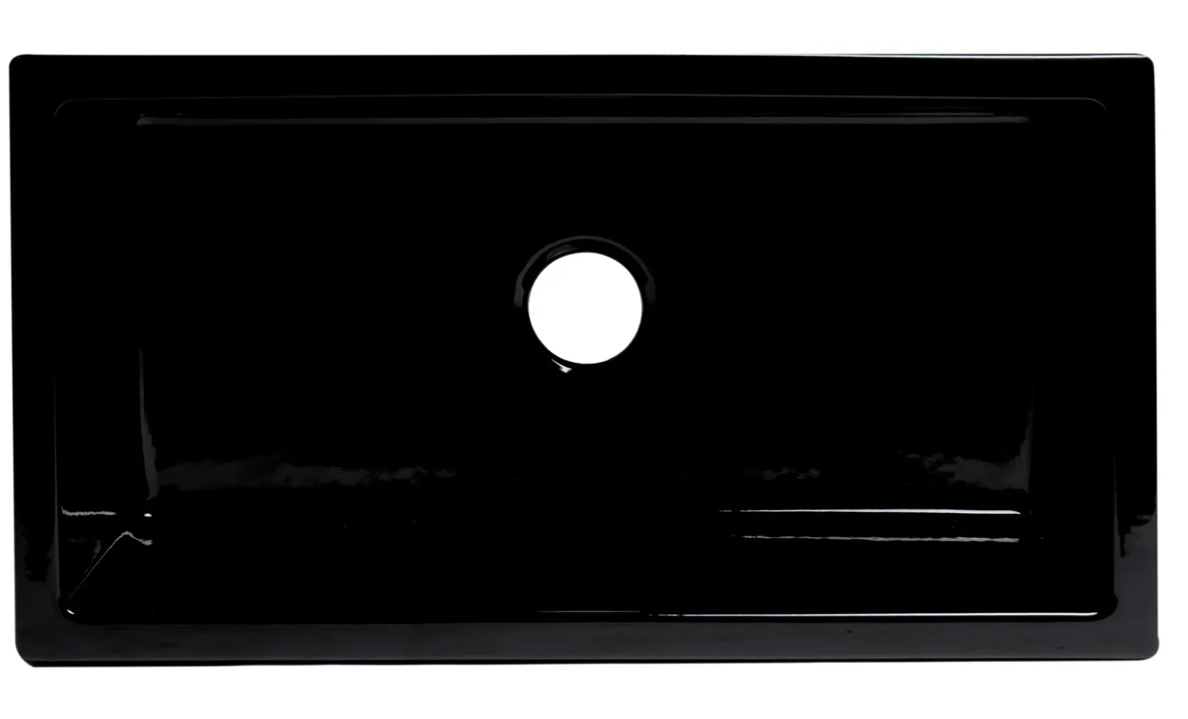 ALFI 33" Fireclay Farmhouse Kitchen Sink, Single Bowl, Reversible, Black Gloss, AB3318HS-BG