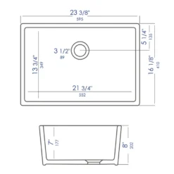 ALFI 23" Fireclay Smooth Apron Single Bowl Farmhouse Apron Sink, White, AB503-W