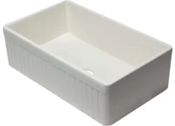 ALFI 33" Fluted Single Bowl Fireclay Farmhouse Apron Sink, Biscuit, AB532-B