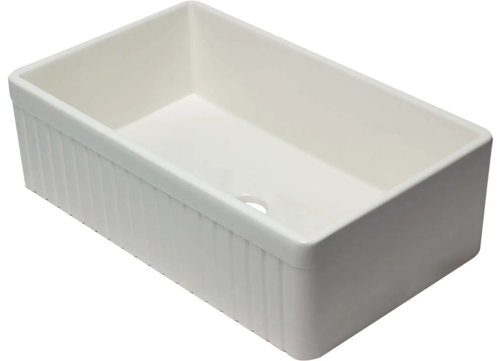 ALFI 33" Fluted Single Bowl Fireclay Farmhouse Apron Sink, Biscuit, AB532-B