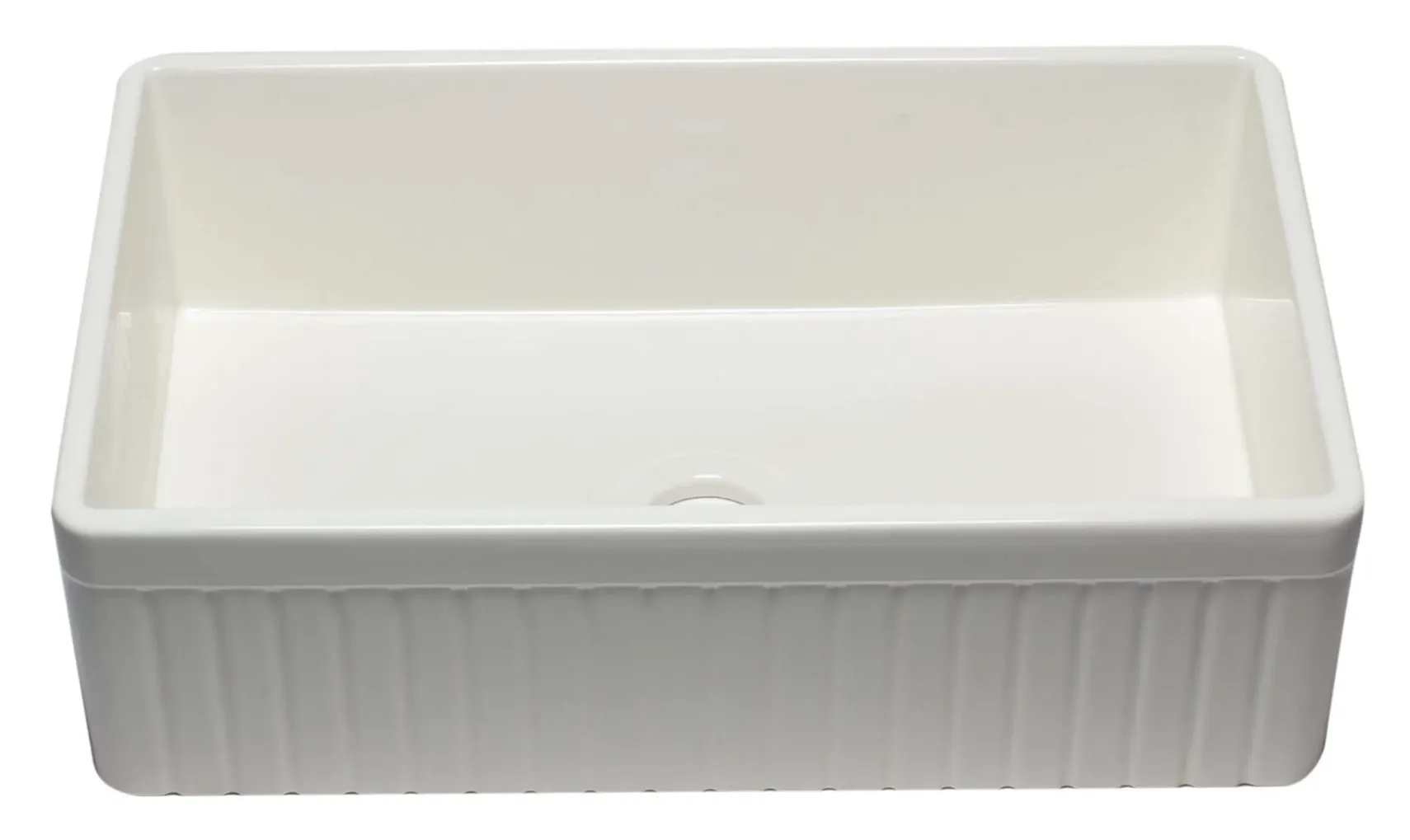ALFI 33" Fluted Single Bowl Fireclay Farmhouse Apron Sink, Biscuit, AB532-B