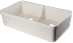 ALFI 32" Short Wall Double Bowl Fireclay Farmhouse Apron Sink, Biscuit, AB5123-B