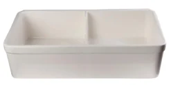 ALFI 32" Short Wall Double Bowl Fireclay Farmhouse Apron Sink, Biscuit, AB5123-B