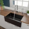 ALFI 30" Single Bowl Fireclay Farmhouse Apron Sink, Black Gloss, Reversible, AB3018HS-BG