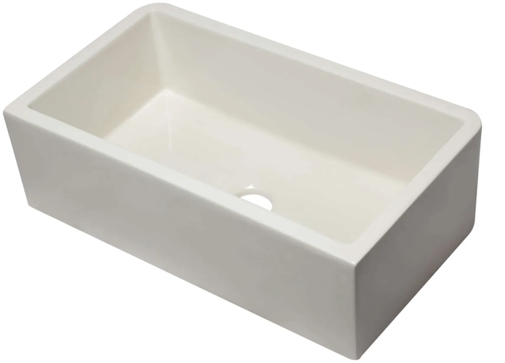 ALFI 33" Single Bowl Thick Wall Fireclay Farmhouse Apron Sink, Reversible, Biscuit, AB3318SB-B