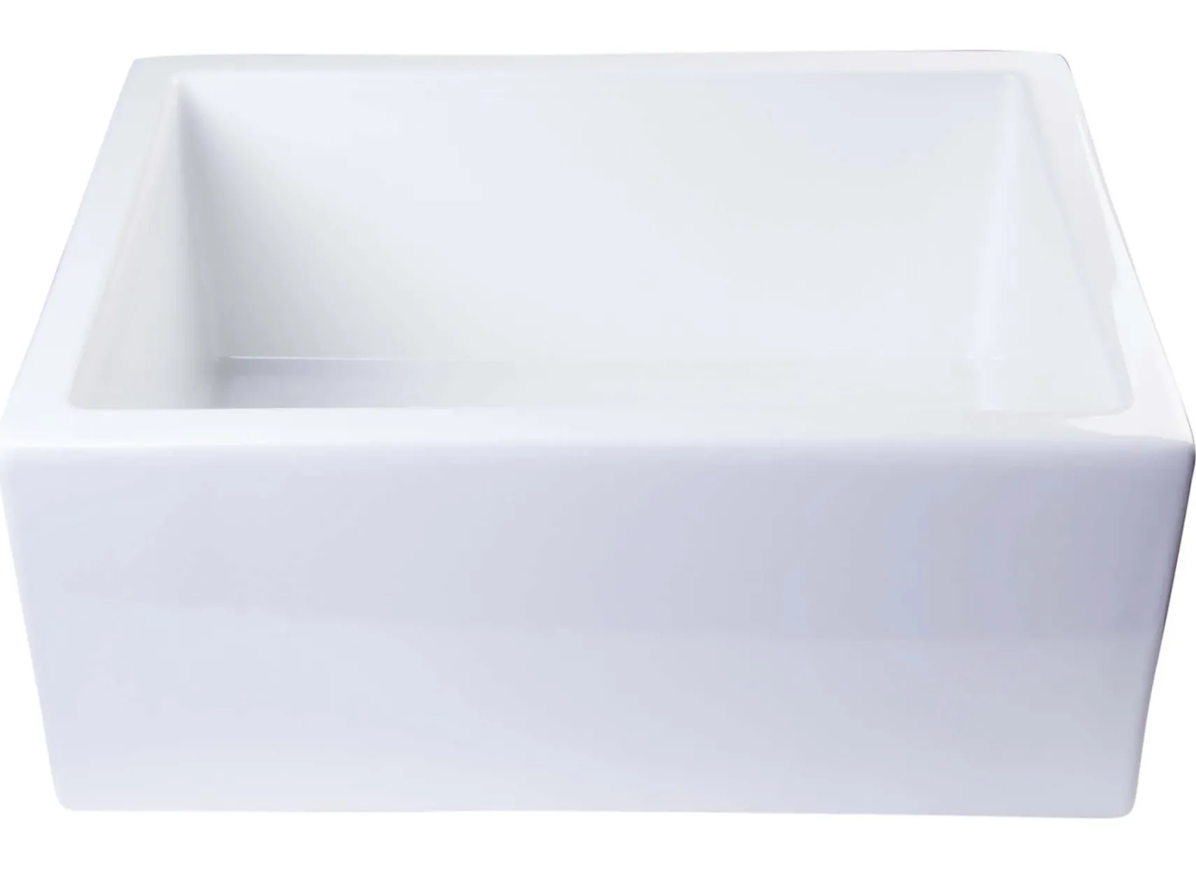 ALFI 24" Single Bowl Thick Wall Fireclay Farmhouse Apron Sink, White, AB2418SB-W