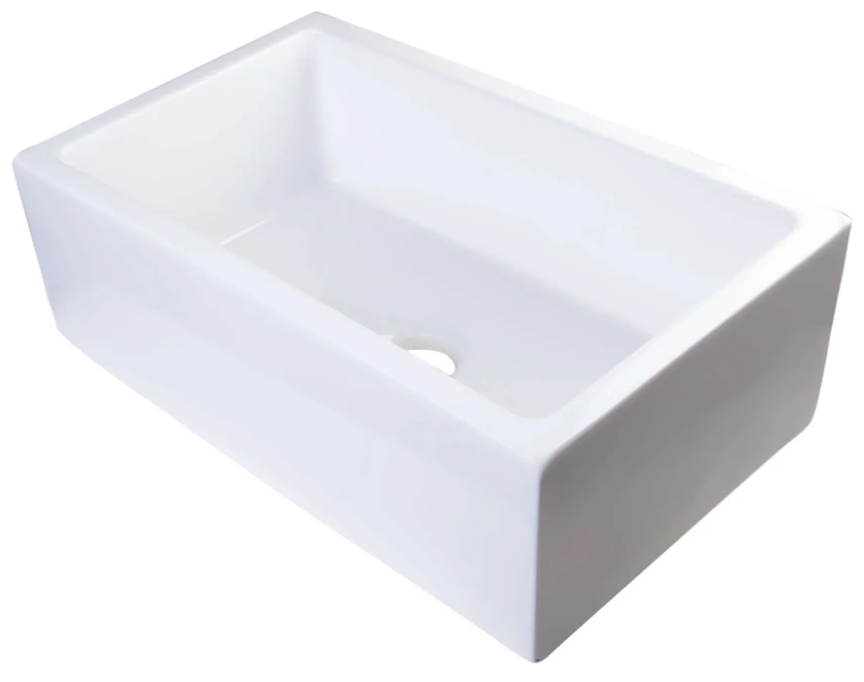ALFI 30" Single Bowl Thick Wall Fireclay Farmhouse Apron Sink, White, AB3018SB-W