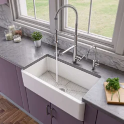 ALFI 33" Single Bowl Thick Wall Fireclay Farmhouse Apron Sink, Reversible, White, AB3318SB-W