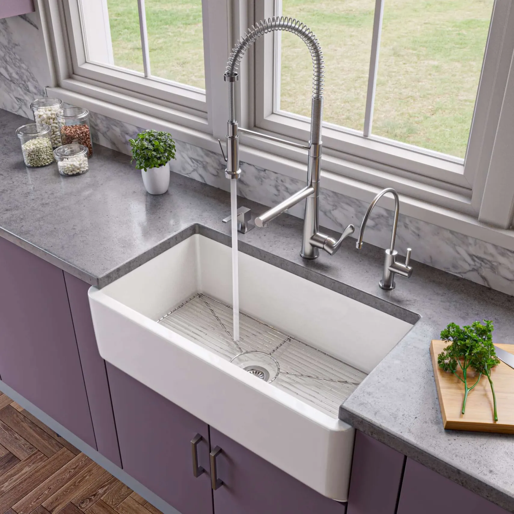 ALFI 33" Single Bowl Thick Wall Fireclay Farmhouse Apron Sink, Reversible, White, AB3318SB-W