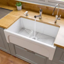 ALFI 30" Single Bowl Thick Wall Fireclay Farmhouse Apron Sink, White, AB3018ARCH-W