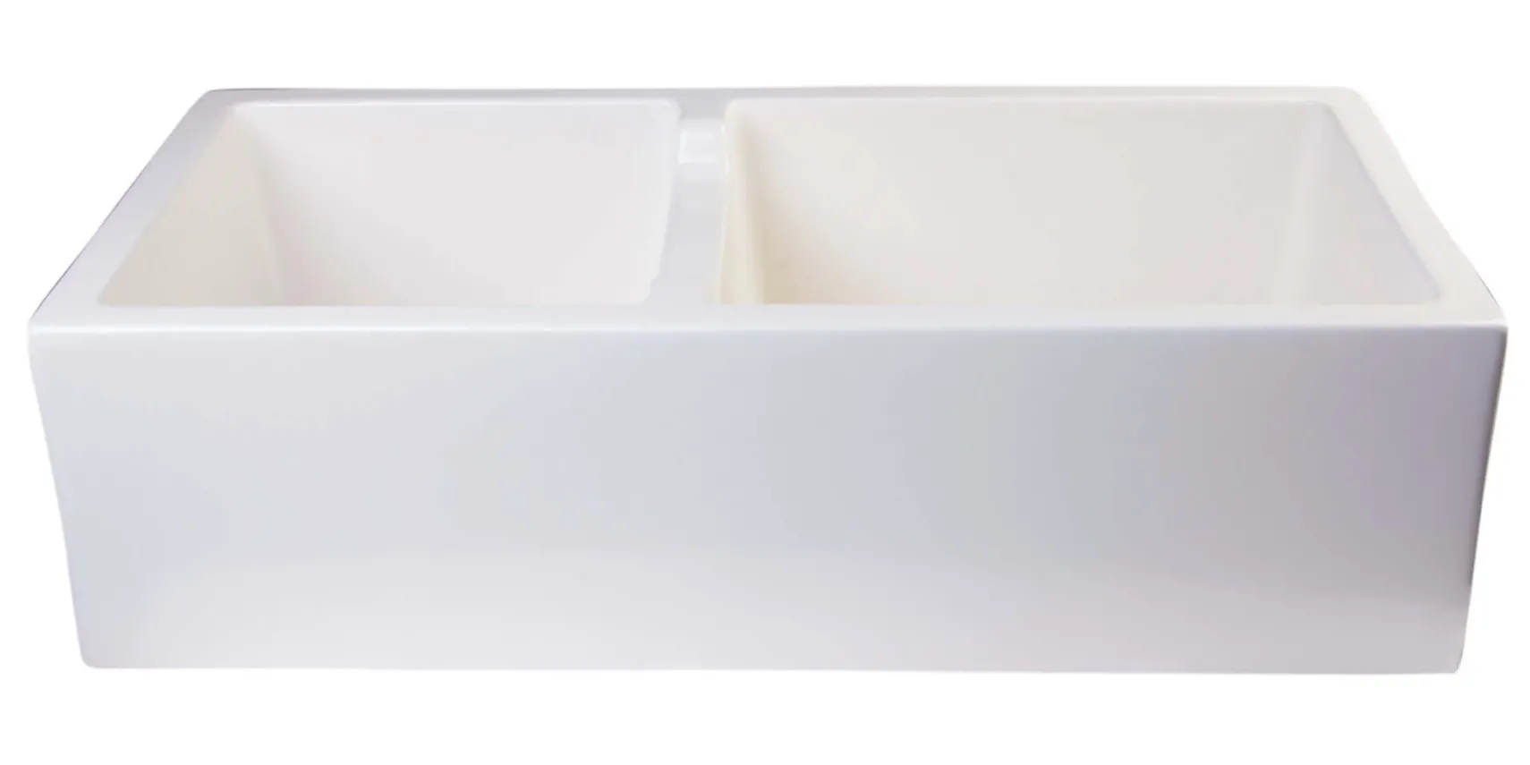 ALFI 36" Smooth Double Bowl Thick Wall Fireclay Farmhouse Sink, Biscuit, AB3618DB-B