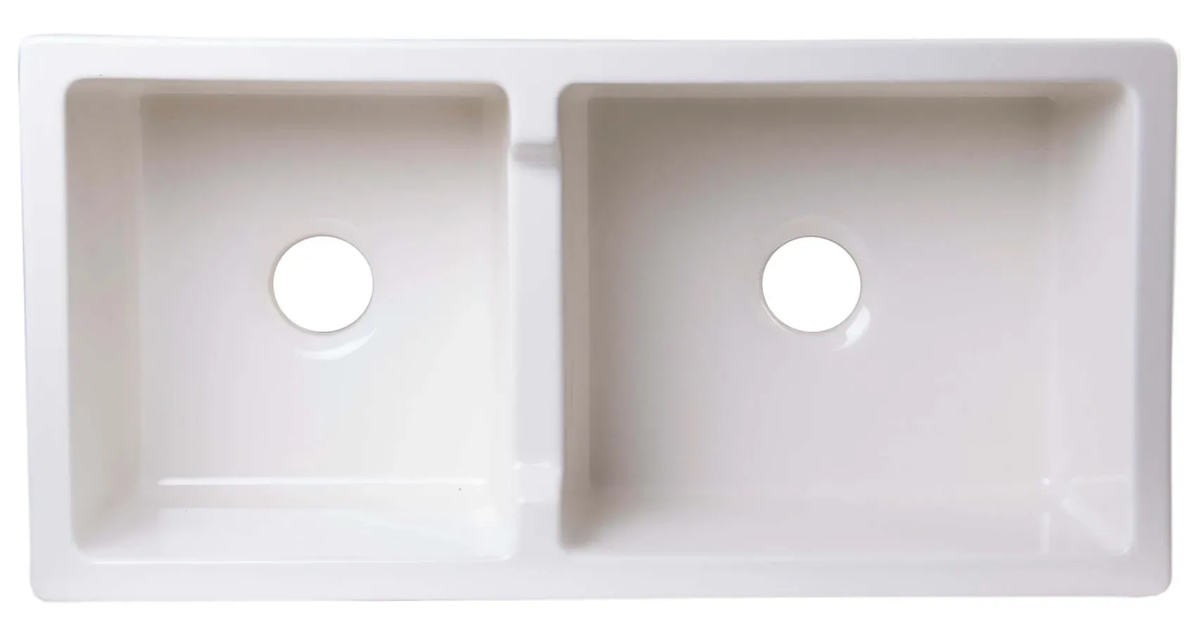 ALFI 36" Smooth Double Bowl Thick Wall Fireclay Farmhouse Sink, Biscuit, AB3618DB-B