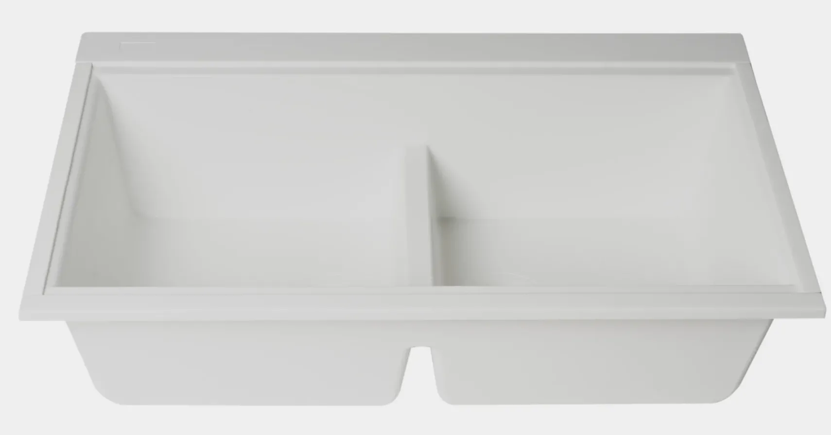 ALFI 34" Undermount Granite Composite Workstation Kitchen Sink with Accessories, 50/50 Double Bowl, White, 0 Faucet Hole, AB3418DBUM-W