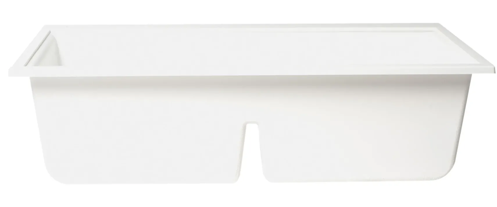 ALFI 34" Undermount Granite Composite Workstation Kitchen Sink with Accessories, 50/50 Double Bowl, White, 0 Faucet Hole, AB3418DBUM-W