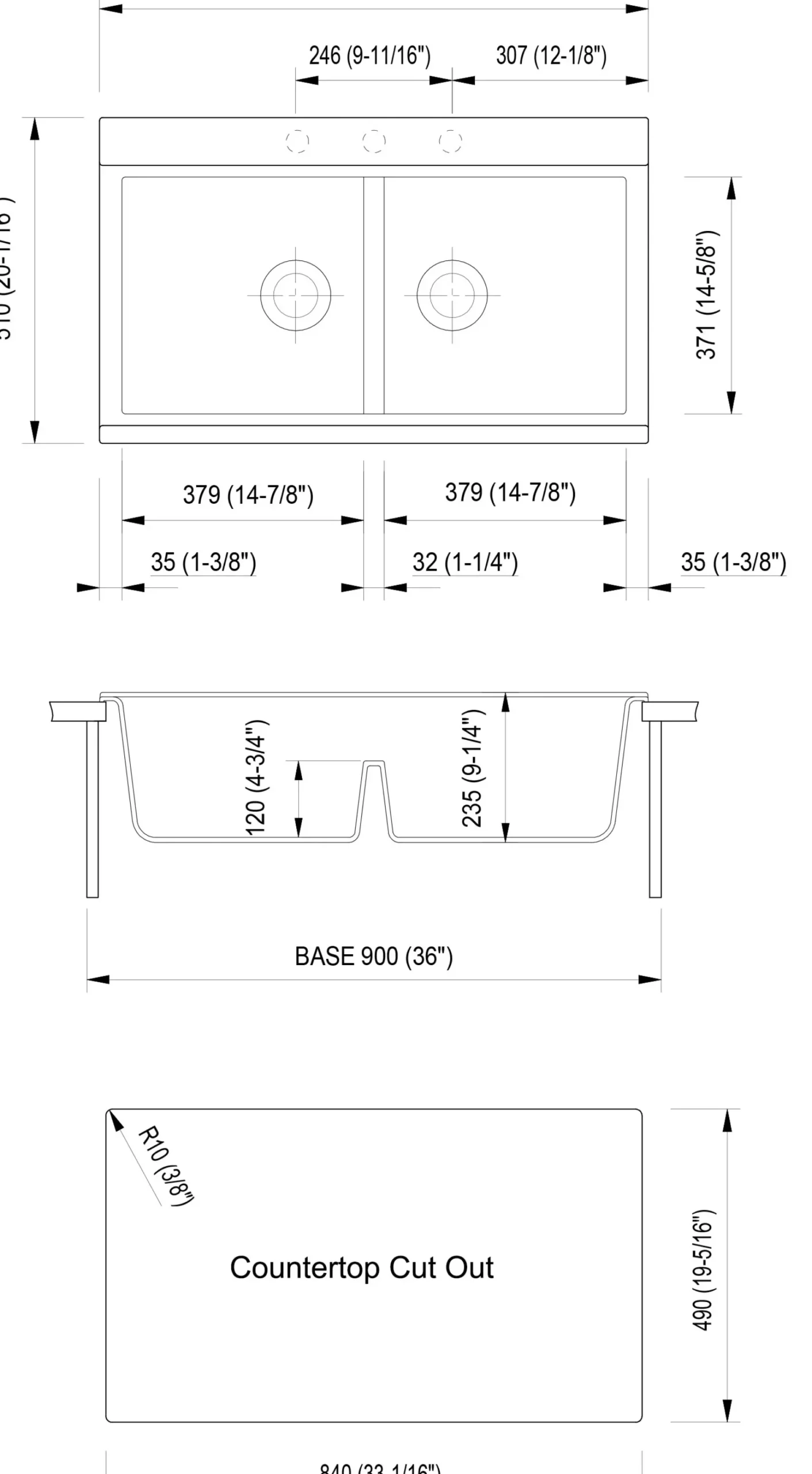 ALFI 34" Undermount Granite Composite Workstation Kitchen Sink with Accessories, 50/50 Double Bowl, Black, 0 Faucet Hole, AB3418DBUM-BLA
