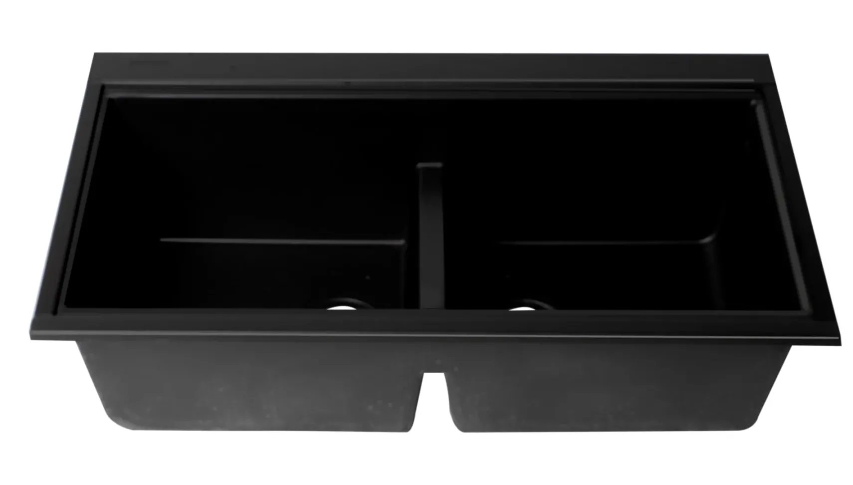 ALFI 34" Undermount Granite Composite Workstation Kitchen Sink with Accessories, 50/50 Double Bowl, Black, 0 Faucet Hole, AB3418DBUM-BLA