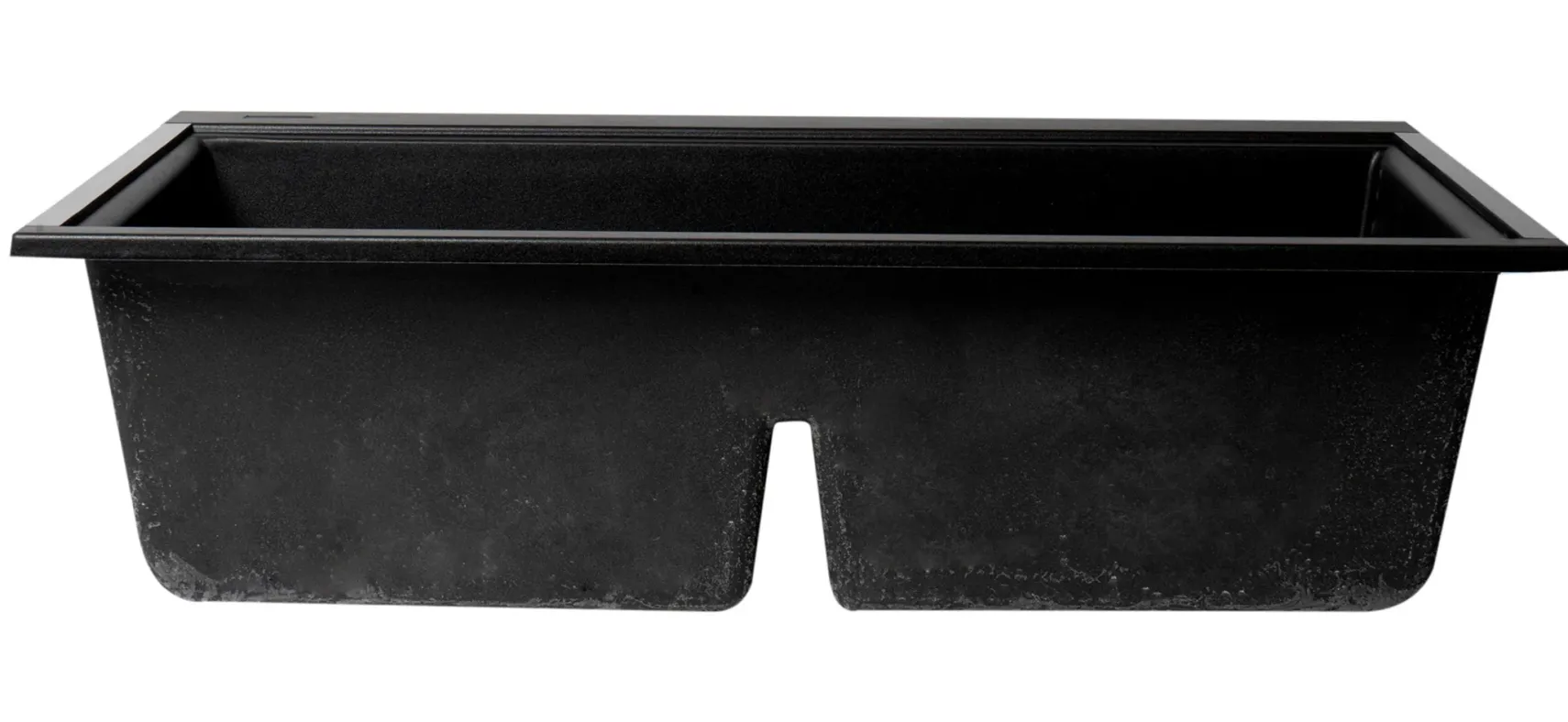 ALFI 34" Undermount Granite Composite Workstation Kitchen Sink with Accessories, 50/50 Double Bowl, Black, 0 Faucet Hole, AB3418DBUM-BLA