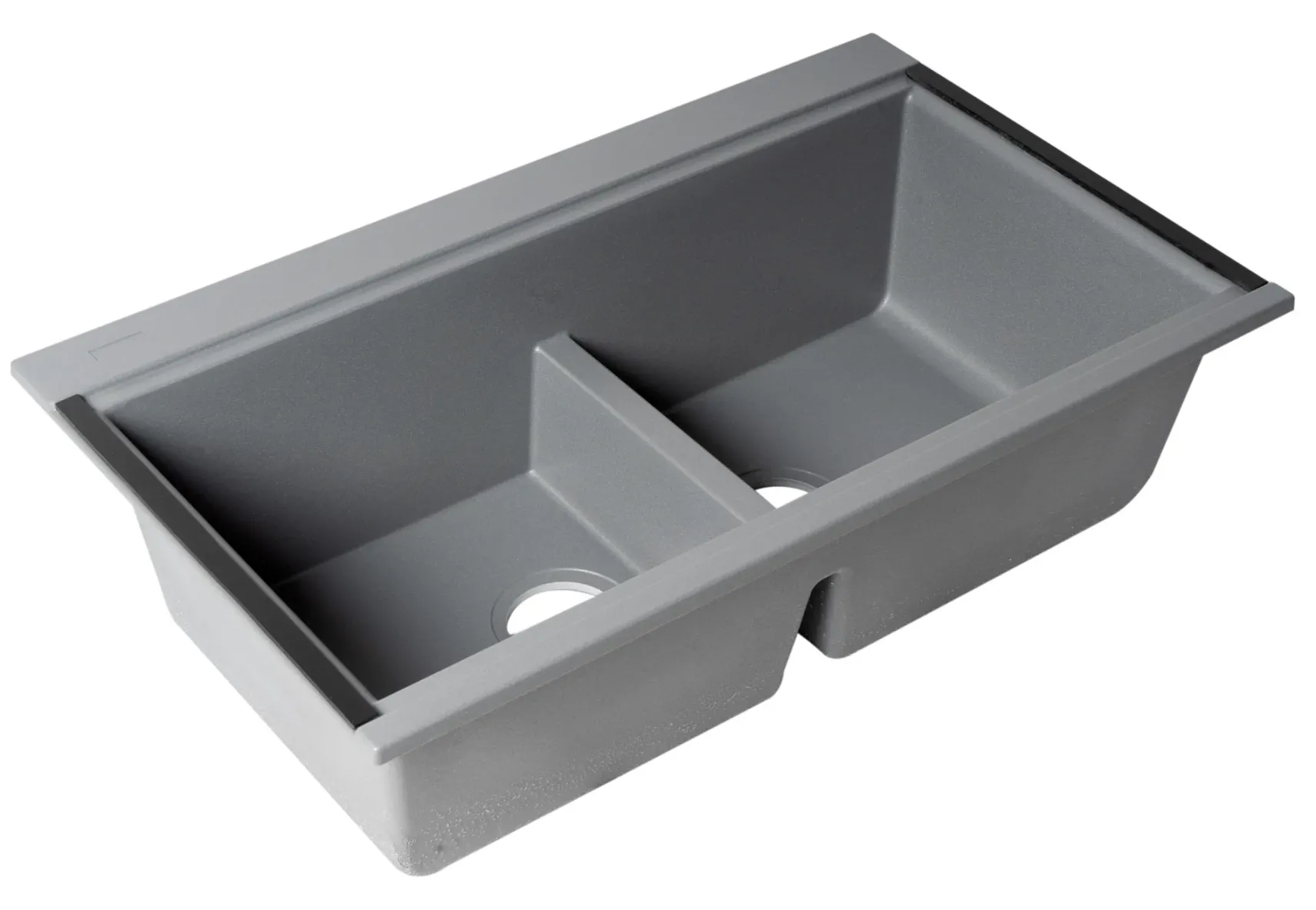ALFI 34" Undermount Granite Composite Workstation Kitchen Sink with Accessories, 50/50 Double Bowl, Titanium, 0 Faucet Hole, AB3418DBUM-T
