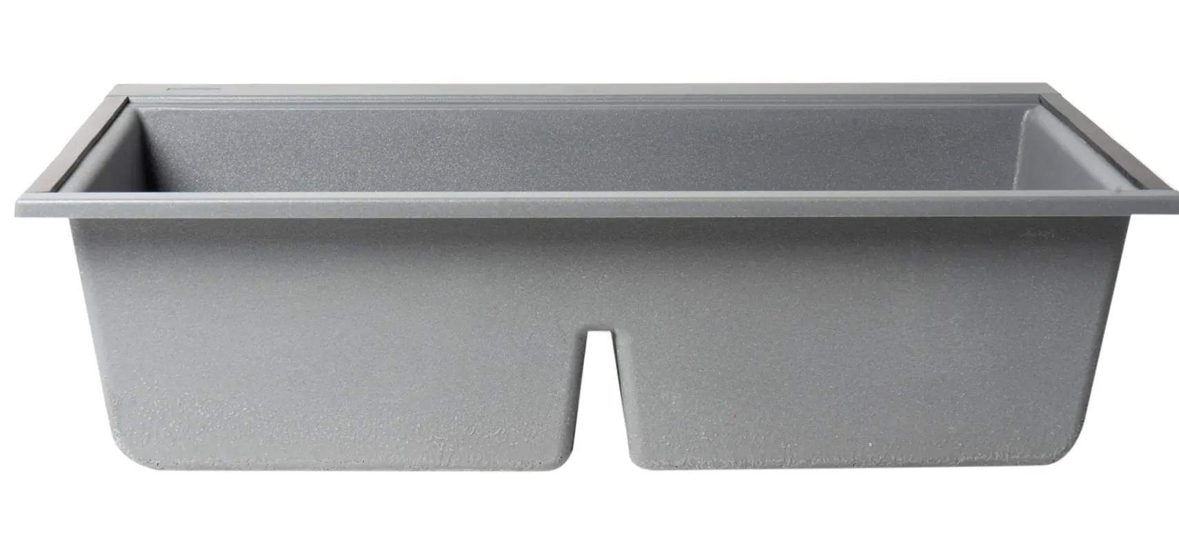 ALFI 34" Undermount Granite Composite Workstation Kitchen Sink with Accessories, 50/50 Double Bowl, Titanium, 0 Faucet Hole, AB3418DBUM-T