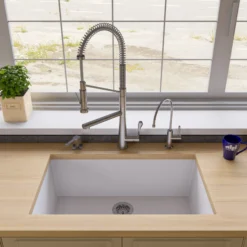 ALFI White 33" Single Bowl Undermount Granite Composite Kitchen Sink, AB3322UM-W