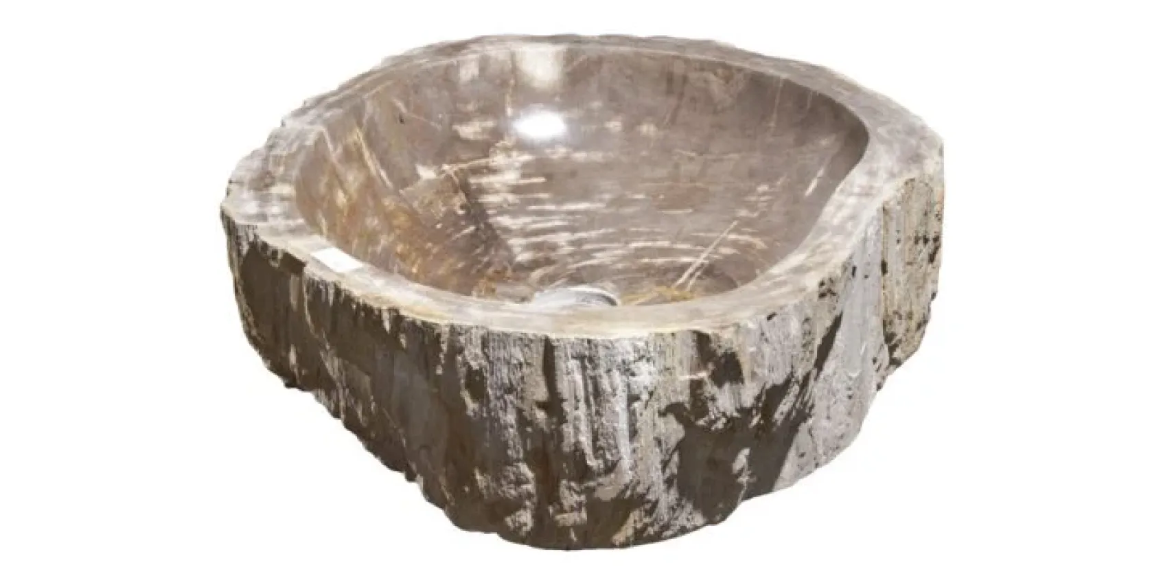 Allstone 23"x18.5"x5.5" Petrified Wood Stone Vessel Sink, Beige, Taupe, PEWD-#244